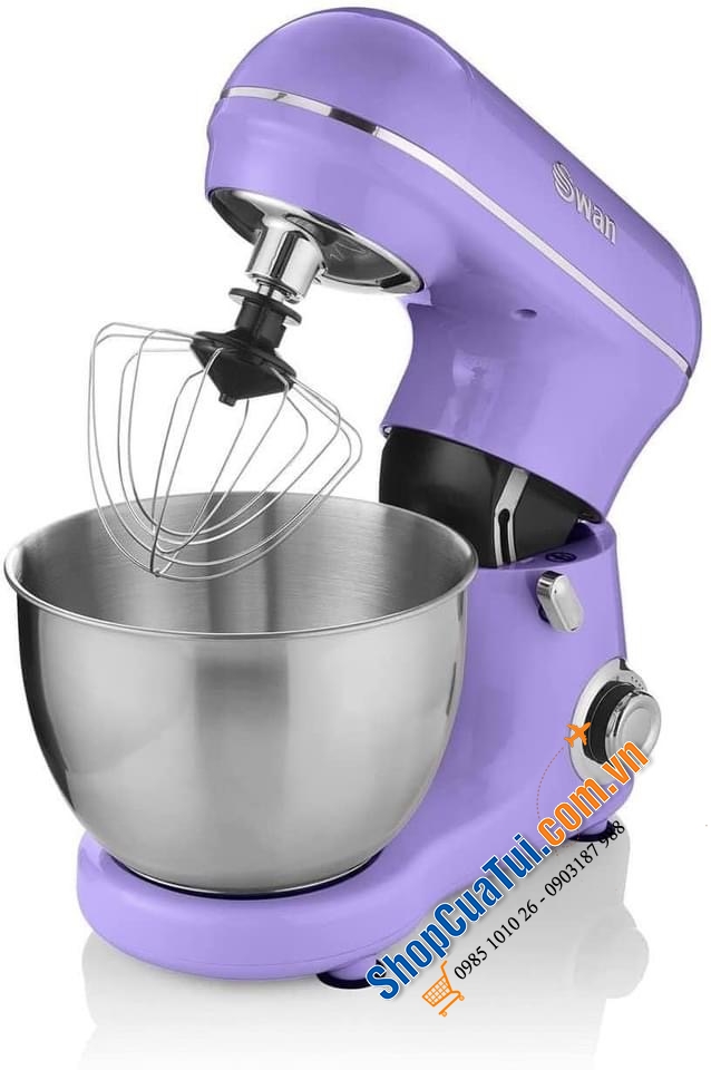 Máy trộn bột Swan Retro - tím đẹp mộng mơ Công suất 800w mạnh mẽ, 8 tốc độ thay đổi và chức năng xung, nhẹ nhàng đánh, gấp và trộn