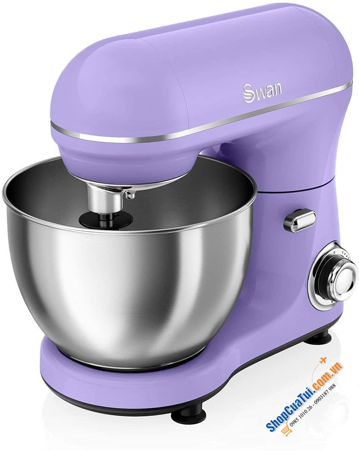 Máy trộn bột Swan Retro - tím đẹp mộng mơ Công suất 800w mạnh mẽ, 8 tốc độ thay đổi và chức năng xung, nhẹ nhàng đánh, gấp và trộn