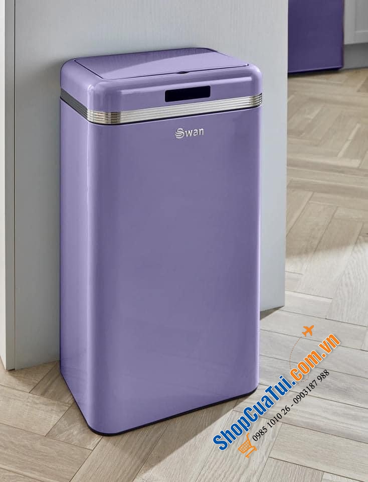 Thùng rác cảm ứng 45l Swan - màu Tím