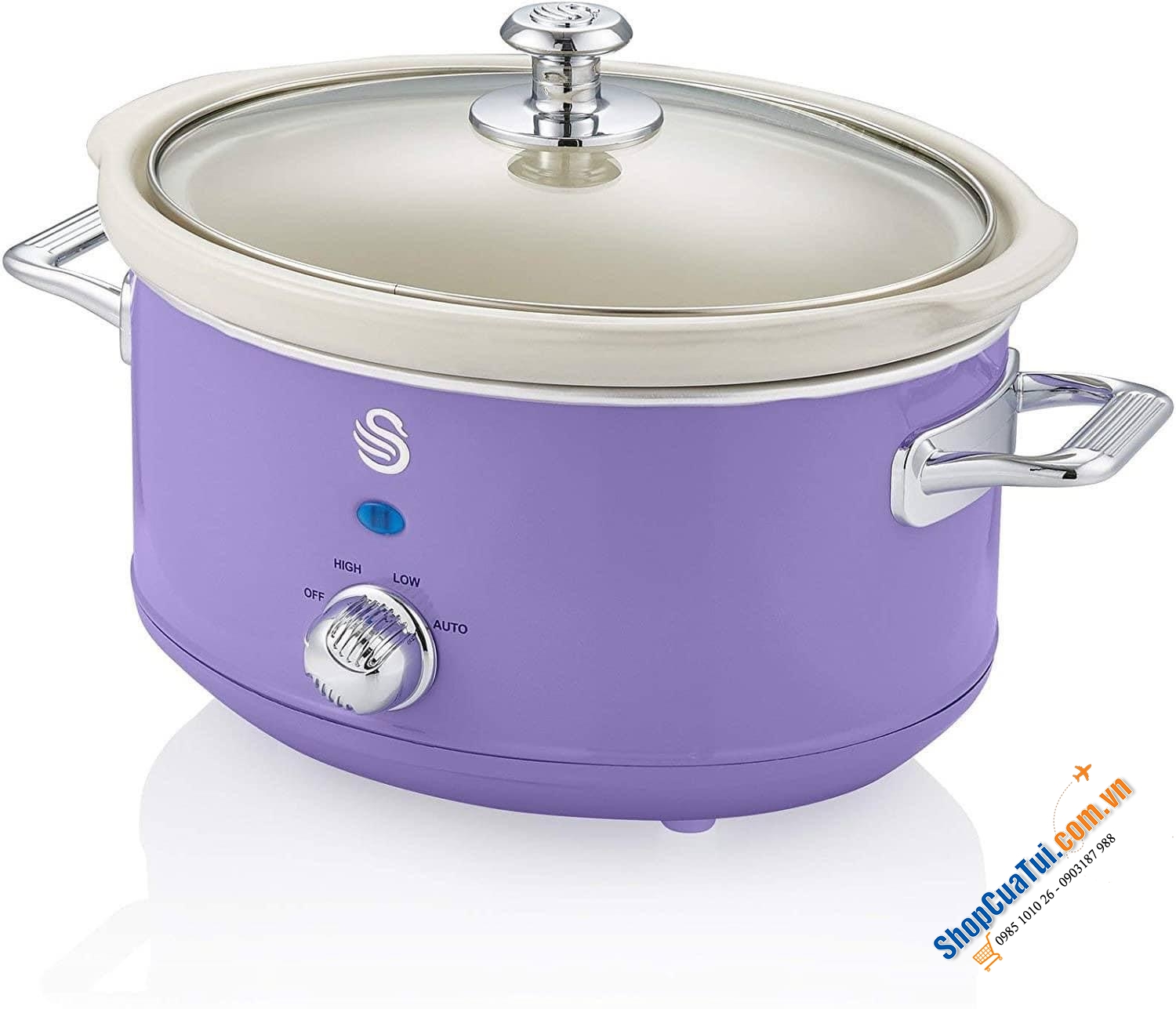 Nồi nấu chậm Swan Retro 3.5L 3 chế độ nấu -  thích hợp cho các món hầm nấu chậm và nấu với nhiệt độ thấp