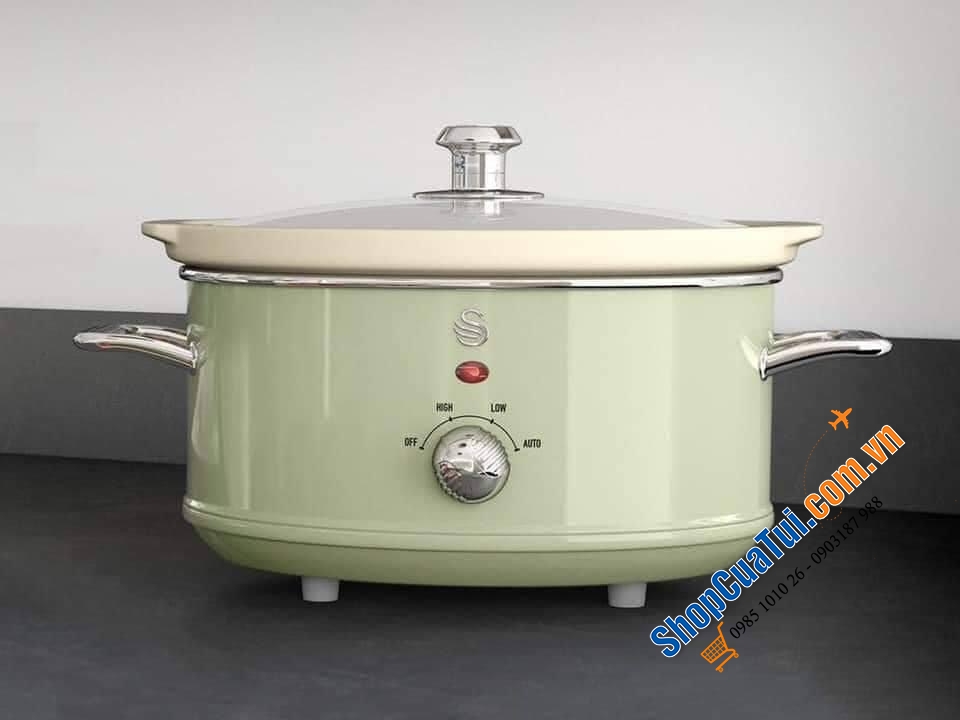 Nồi nấu chậm Swan Retro 3.5L 3 chế độ nấu -  thích hợp cho các món hầm nấu chậm và nấu với nhiệt độ thấp