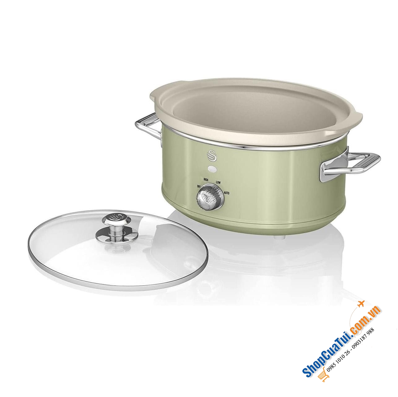 Nồi nấu chậm Swan Retro 3.5L 3 chế độ nấu -  thích hợp cho các món hầm nấu chậm và nấu với nhiệt độ thấp