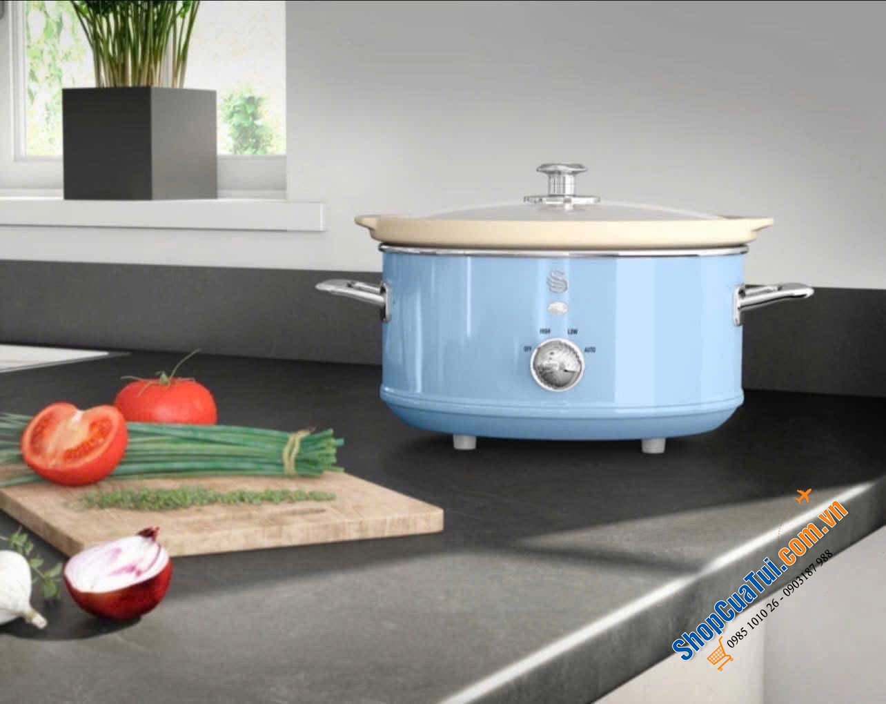 Nồi nấu chậm Swan Retro 3.5L 3 chế độ nấu -  thích hợp cho các món hầm nấu chậm và nấu với nhiệt độ thấp