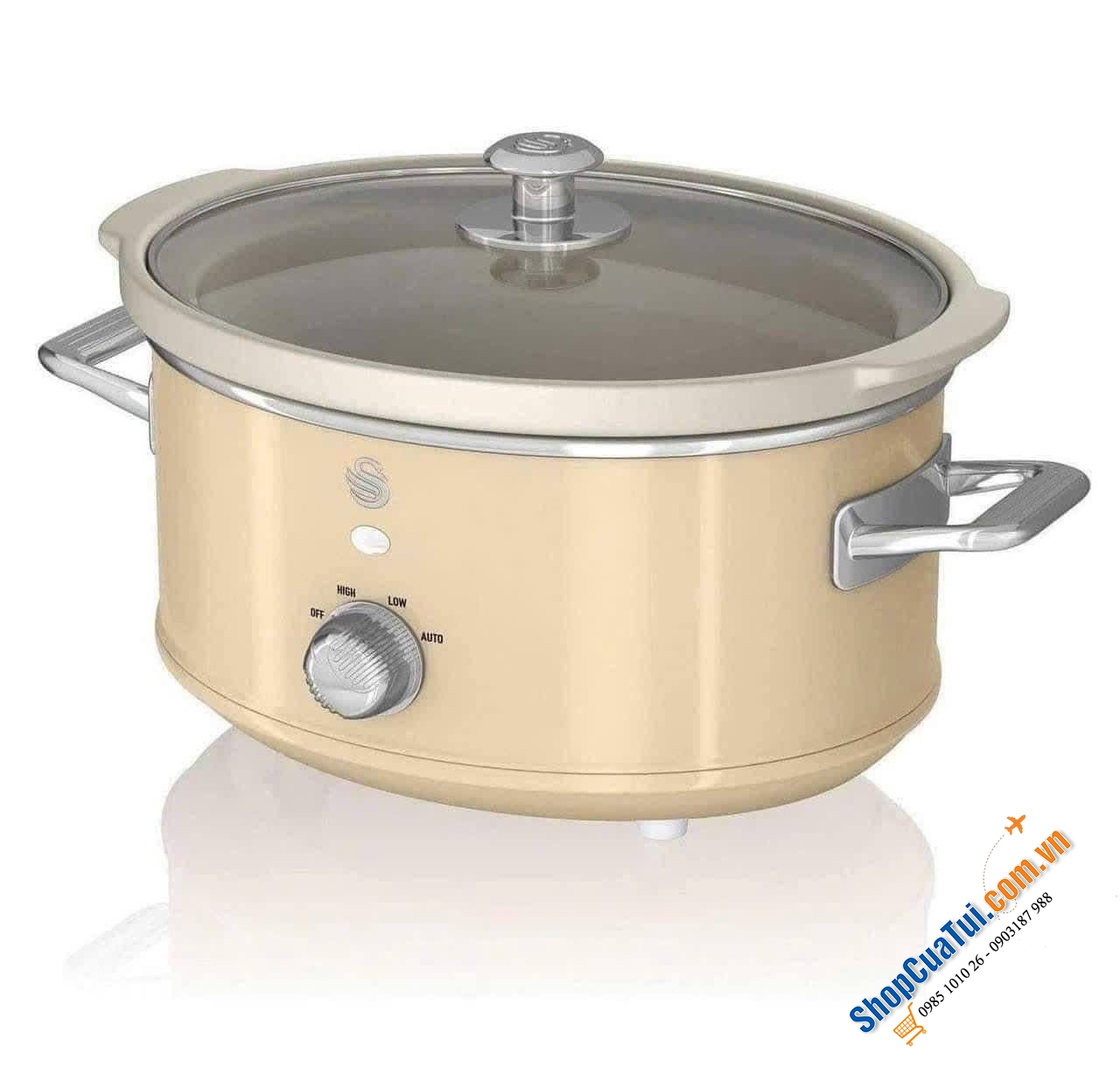 Nồi nấu chậm Swan Retro 3.5L 3 chế độ nấu -  thích hợp cho các món hầm nấu chậm và nấu với nhiệt độ thấp