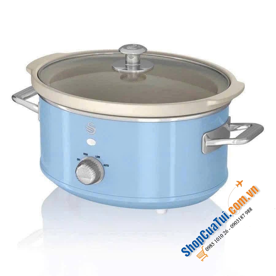 Nồi nấu chậm Swan Retro 3.5L 3 chế độ nấu -  thích hợp cho các món hầm nấu chậm và nấu với nhiệt độ thấp