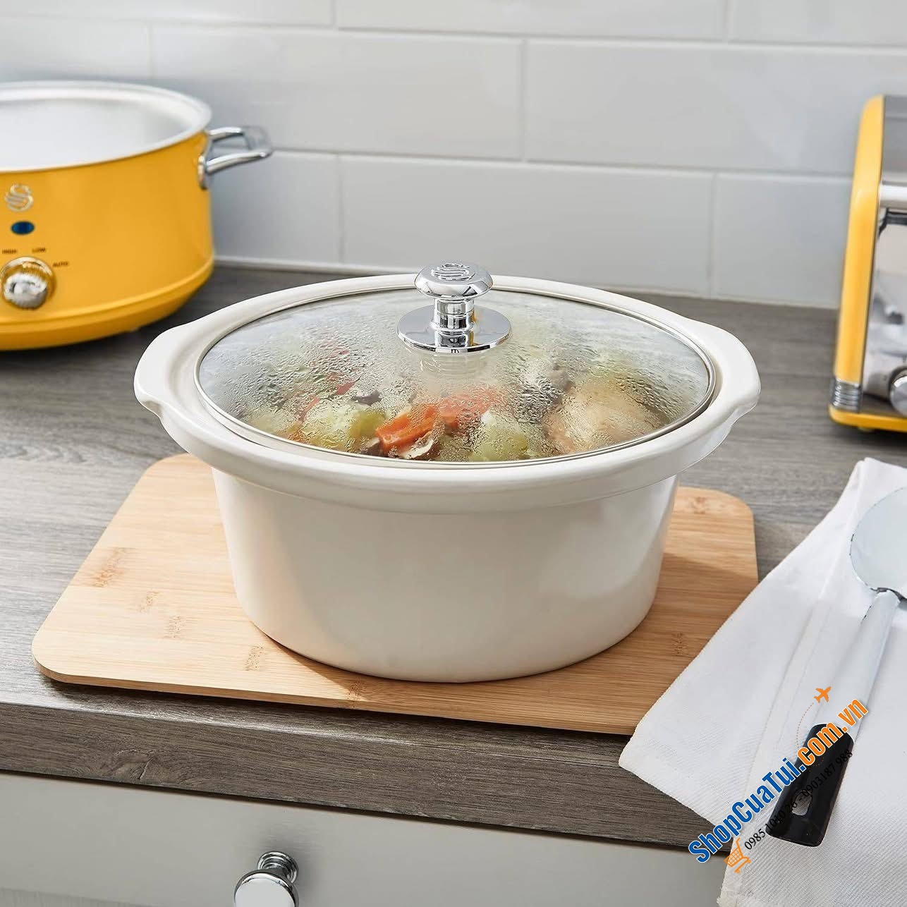 Nồi nấu chậm Swan Retro 3.5L 3 chế độ nấu -  thích hợp cho các món hầm nấu chậm và nấu với nhiệt độ thấp