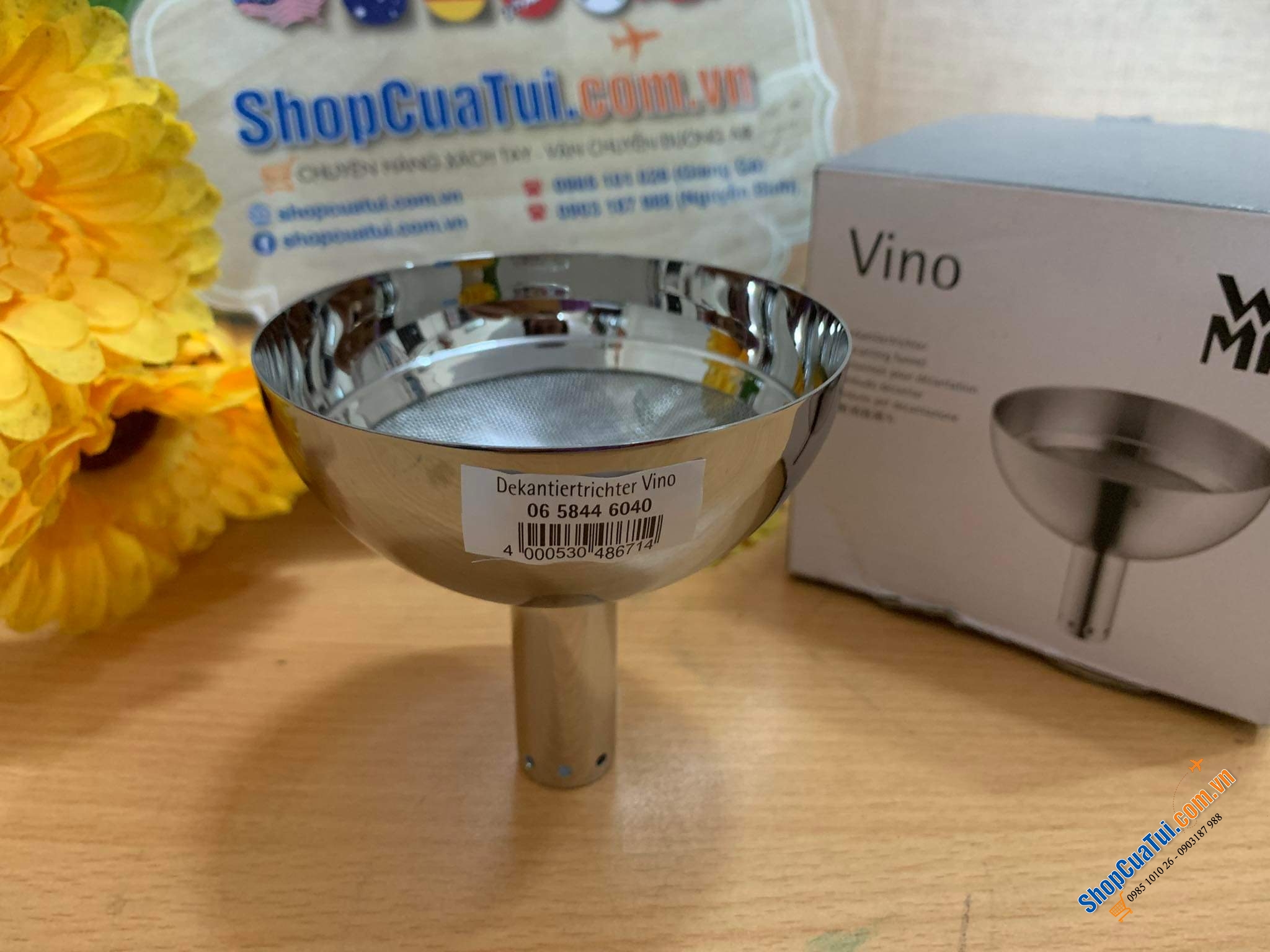 PHỄU LỌC WMF VINO CHUYÊN DÙNG ĐỂ RÓT RƯỢU VANG CÓ LƯỚI LỌC.