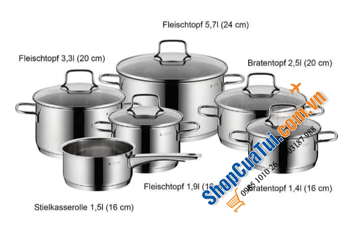 Nồi WMF Astoria 780166040 Bạc 6 Món.