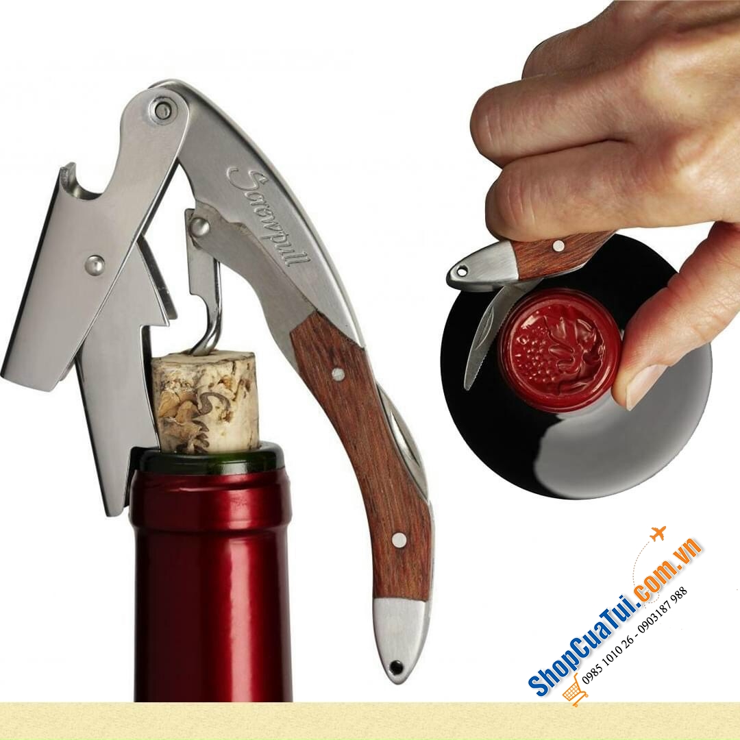 DỤNG CỤ MỞ RƯỢU LE CREUSET WT-110 MÀU GỖ HOẶC INOX