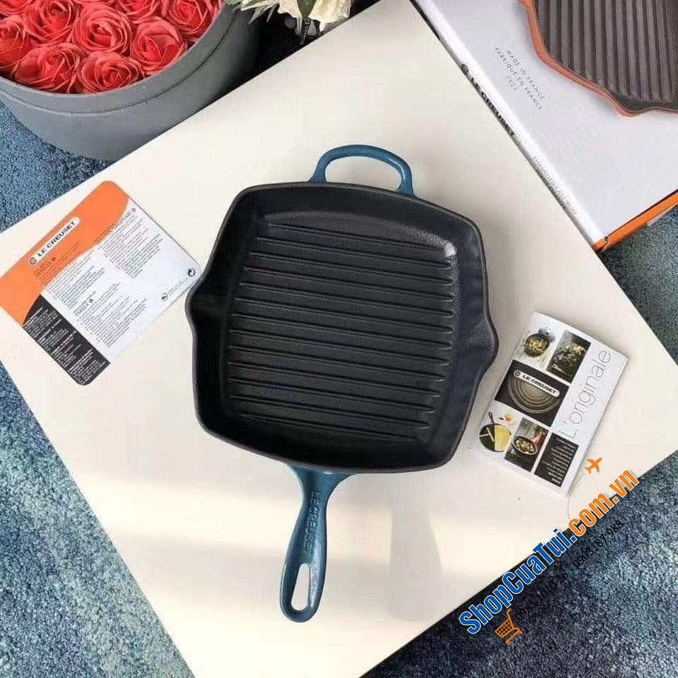 Chảo Nướng LeCreuset Hình Vuông 26cm có 2 miệng rót xịn xò Made in France