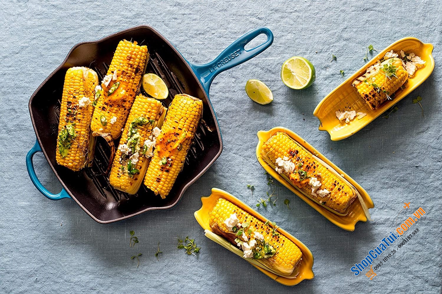 Chảo Nướng LeCreuset Hình Vuông 26cm có 2 miệng rót xịn xò Made in France