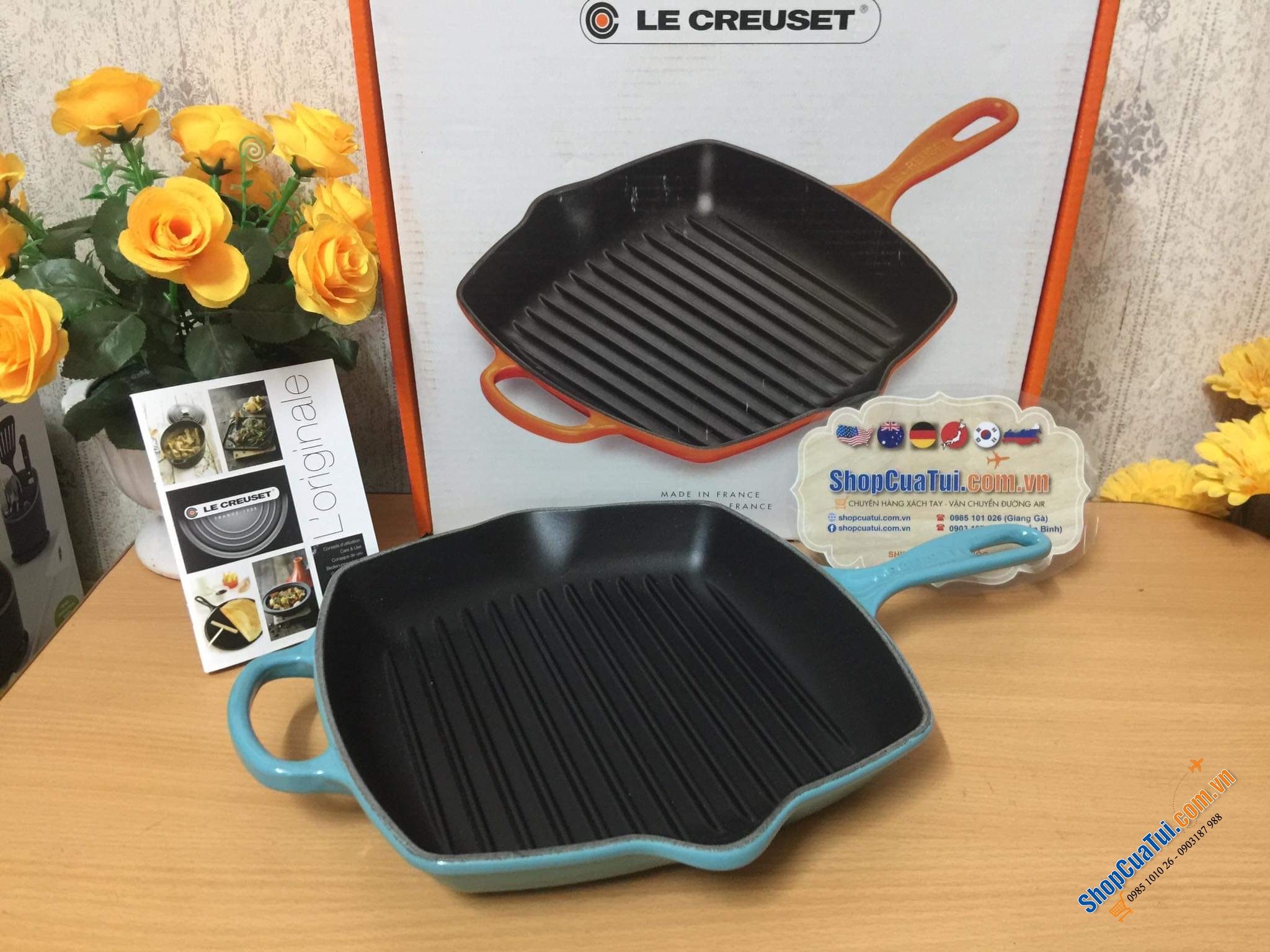 Chảo Nướng LeCreuset Hình Vuông 26cm có 2 miệng rót xịn xò Made in France