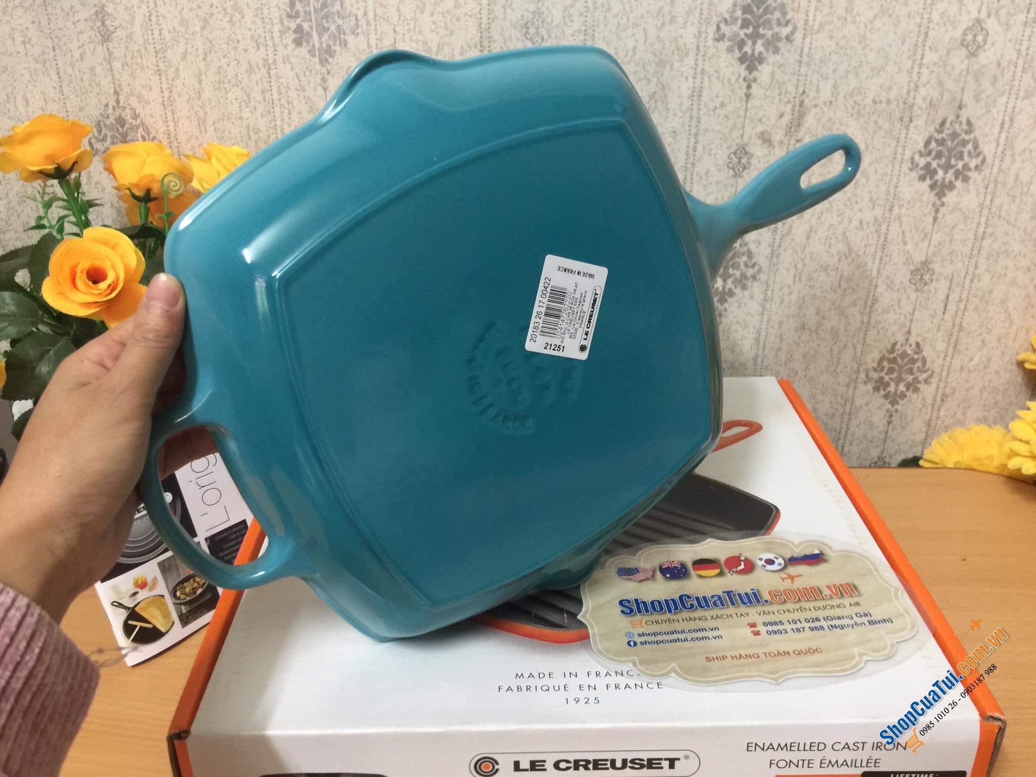 Chảo Nướng LeCreuset Hình Vuông 26cm có 2 miệng rót xịn xò Made in France