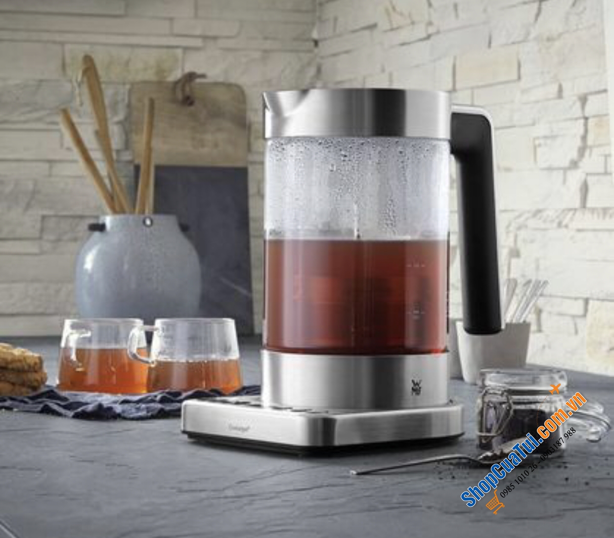 WMF LONO Tee- und Wasserkocher 2in1 loại to 1,7 lít - Ấm pha trà và đun siêu tốc dành cho những người yêu trà, công suất mạnh mẽ 3000w