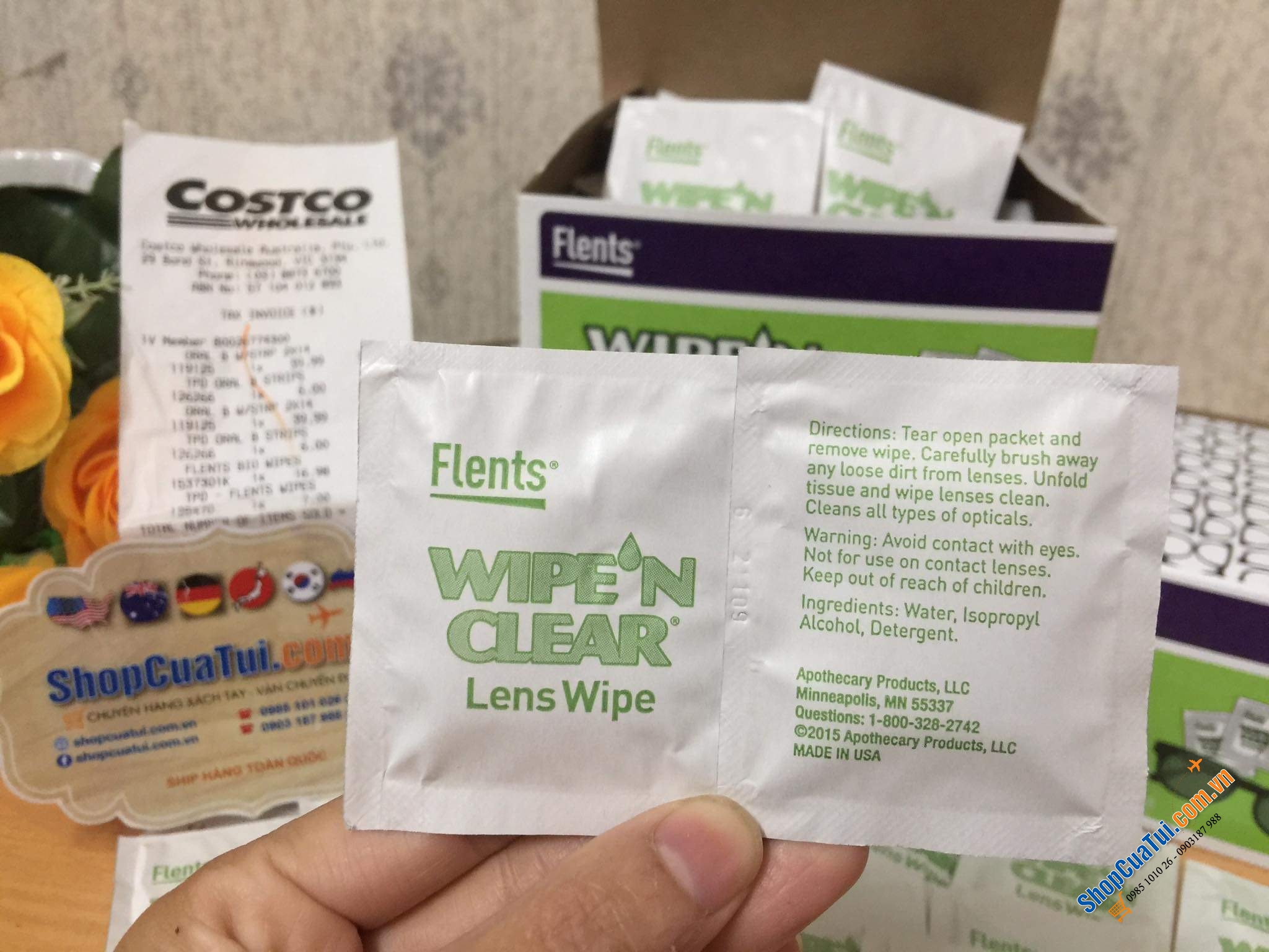 Giấy lau kính Flents Wipe Clear Lens Wipes giúp LÀM SẠCH KHÔNG TUỲ VẾT, KHÔNG SỢ TRẦY KÍNH và BẢO VỆ KÍNH hộp 75 miếng, Made in U.S.A