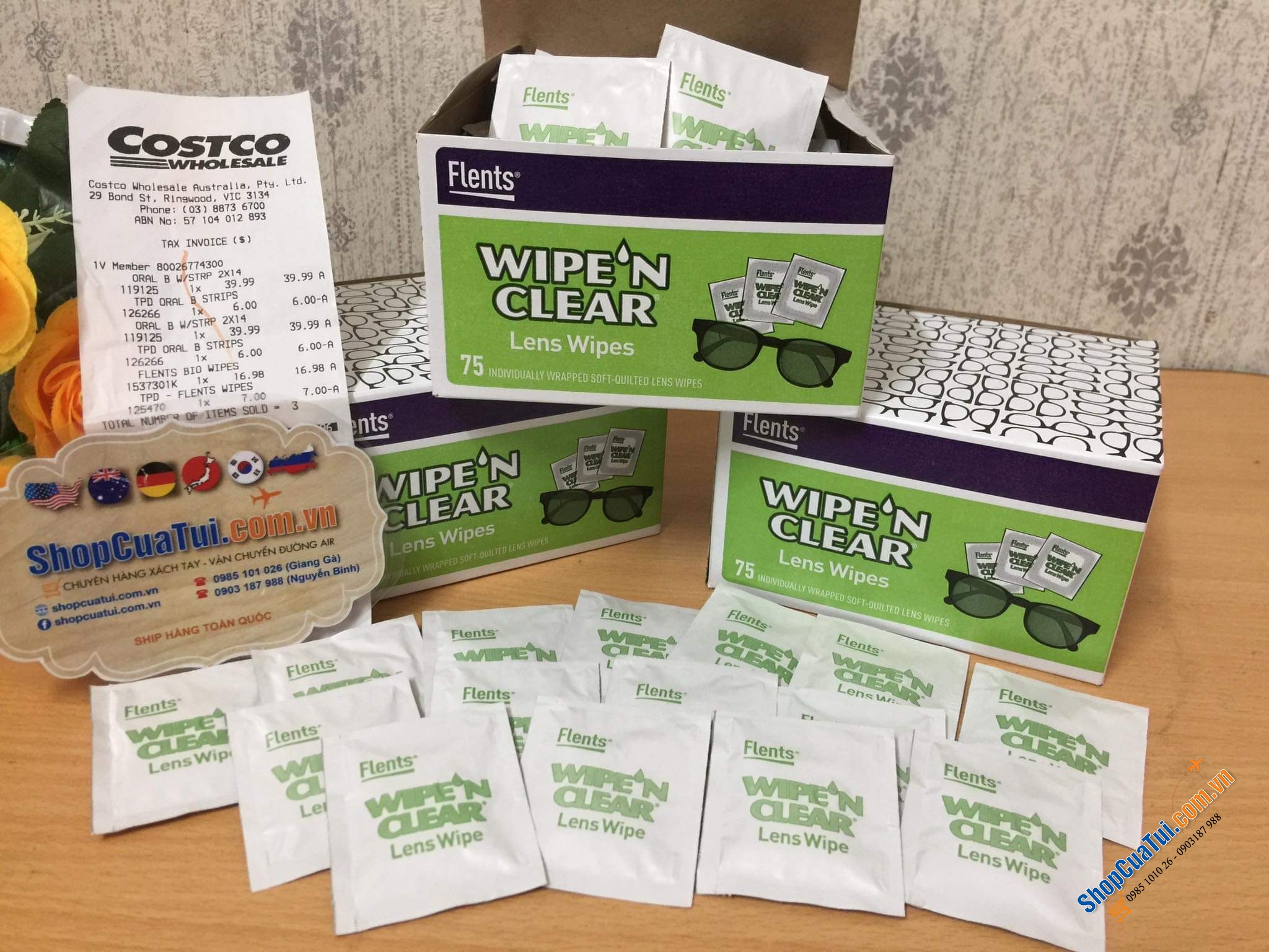 Giấy lau kính Flents Wipe Clear Lens Wipes giúp LÀM SẠCH KHÔNG TUỲ VẾT, KHÔNG SỢ TRẦY KÍNH và BẢO VỆ KÍNH hộp 75 miếng, Made in U.S.A