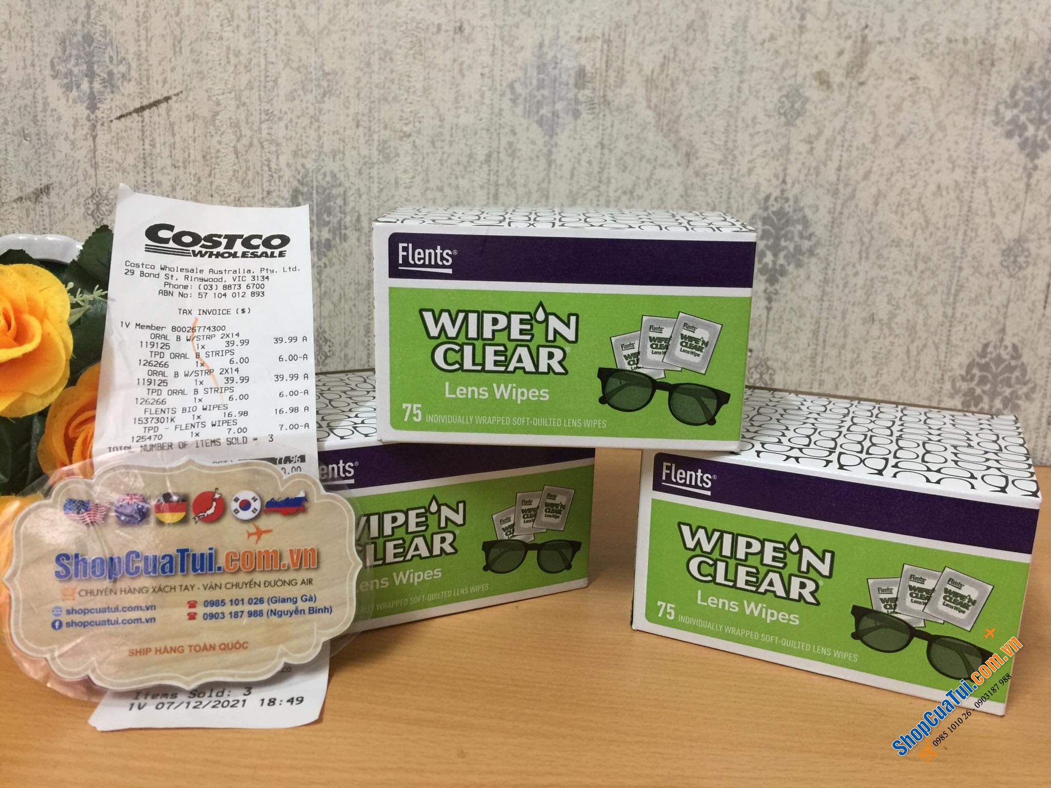 Giấy lau kính Flents Wipe Clear Lens Wipes giúp LÀM SẠCH KHÔNG TUỲ VẾT, KHÔNG SỢ TRẦY KÍNH và BẢO VỆ KÍNH hộp 75 miếng, Made in U.S.A