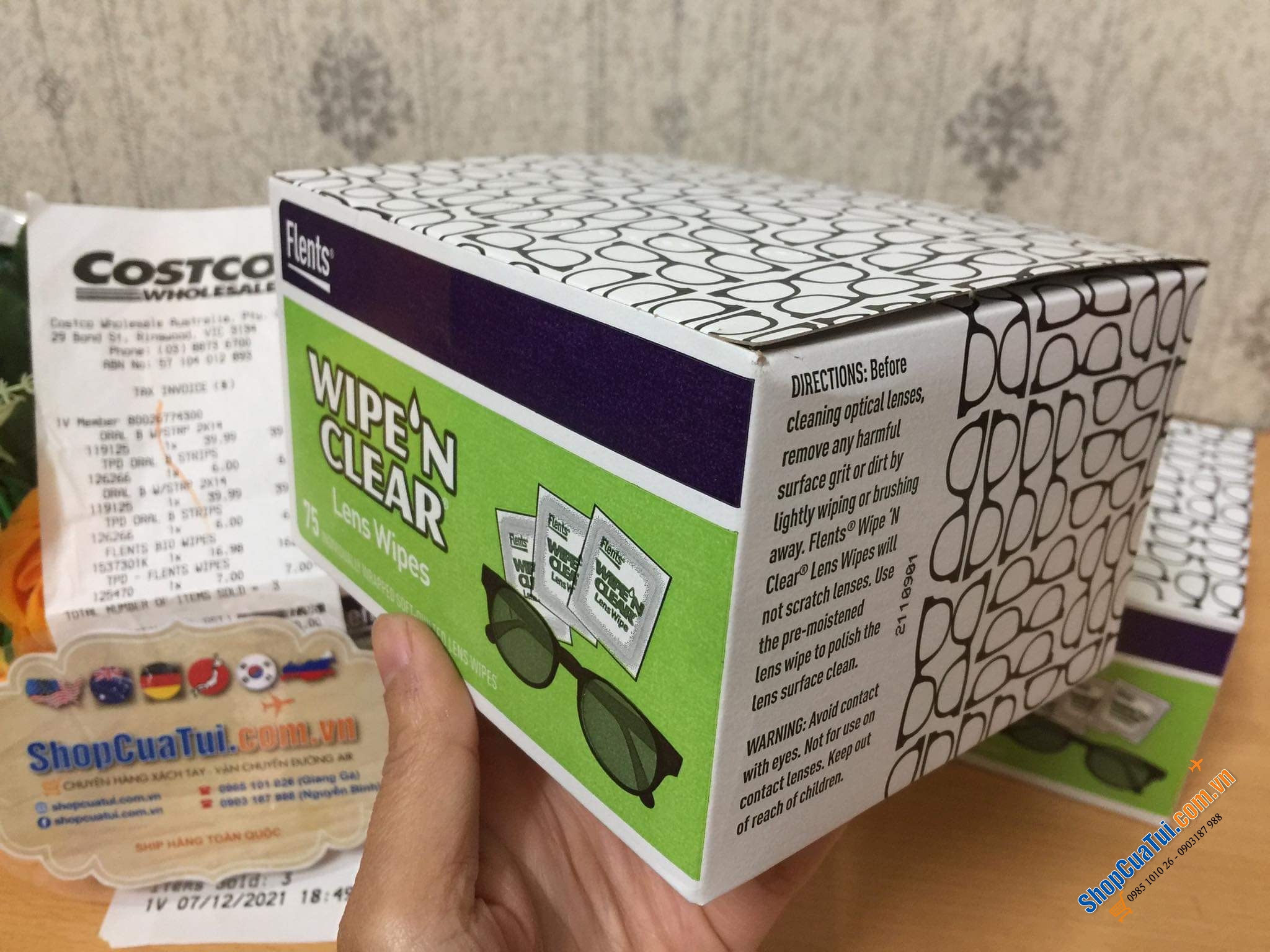 Giấy lau kính Flents Wipe Clear Lens Wipes giúp LÀM SẠCH KHÔNG TUỲ VẾT, KHÔNG SỢ TRẦY KÍNH và BẢO VỆ KÍNH hộp 75 miếng, Made in U.S.A