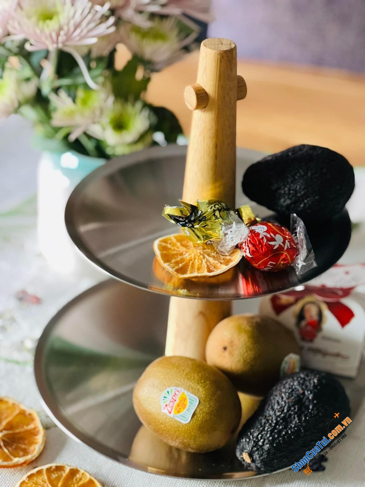 KHAY 2 TẦNG INOX - GỖ ZACK - made in Germany.