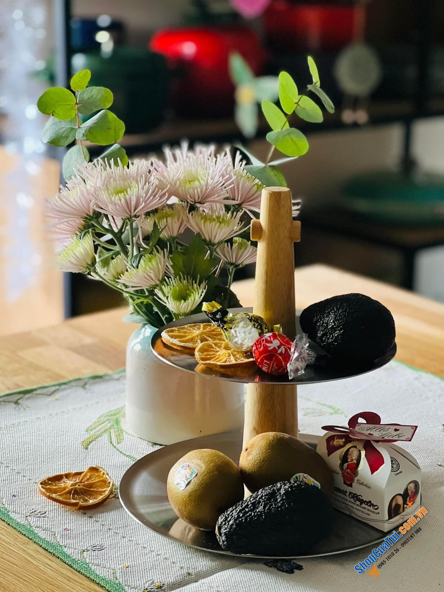 KHAY 2 TẦNG INOX - GỖ ZACK - made in Germany.