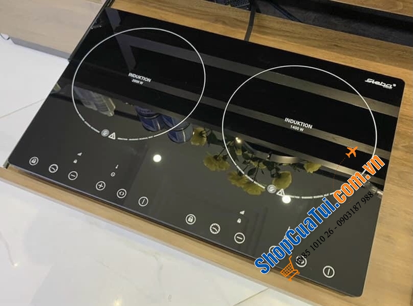 Bếp từ đôi Bếp từ 2 vùng nấu Steba ik650 kiểm soát nhiệt độ 60-240 ° C, với 8 mức công suất từ 300 - 2.000 W