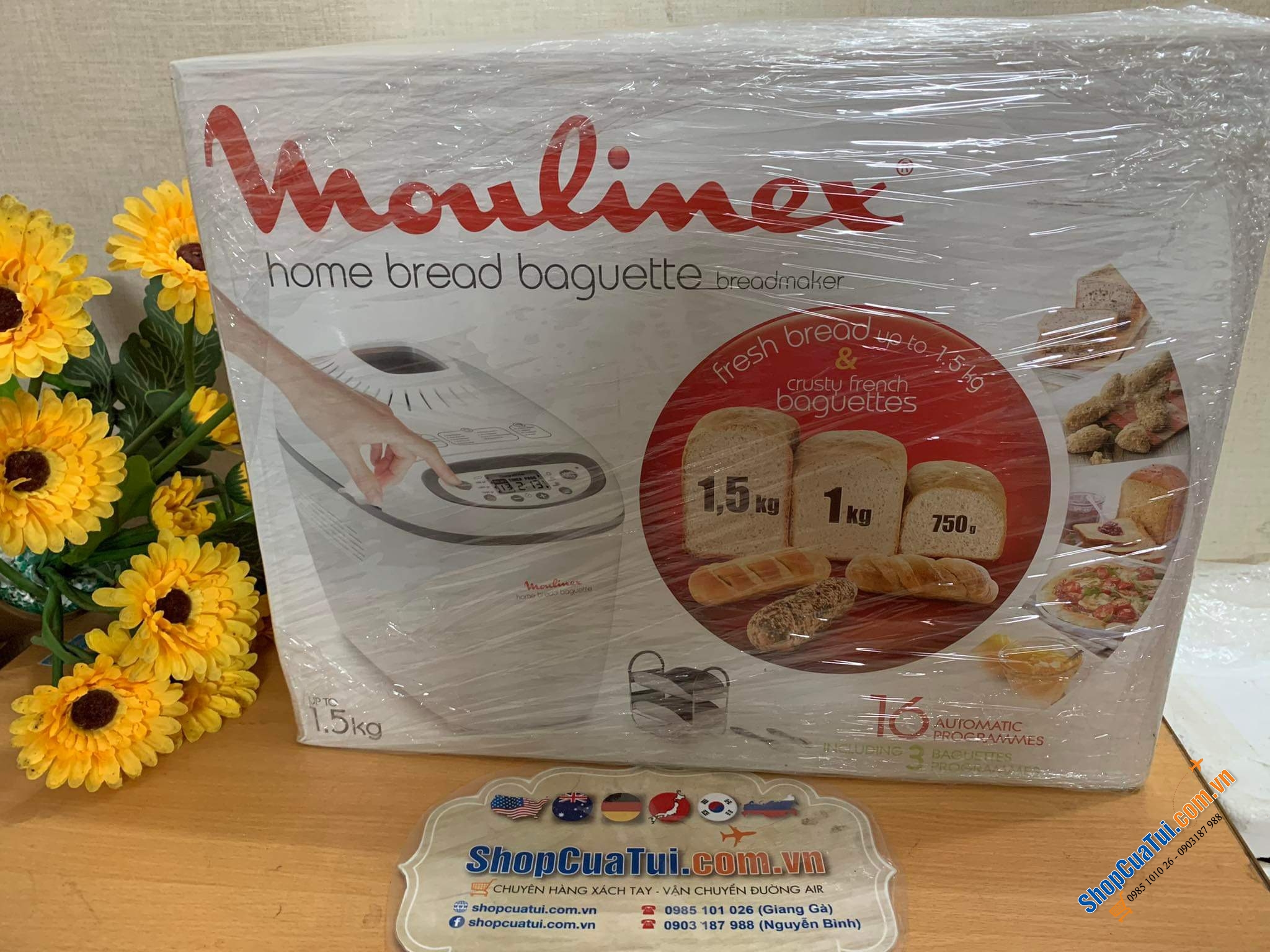 MÁY LÀM BÁNH MÌ TỰ ĐỘNG MOULINEX OW6101, 16 CHƯƠNG TRÌNH - để làm 16 loại bánh khác nhau: Bánh mì baguette, Bánh mì ngọt...