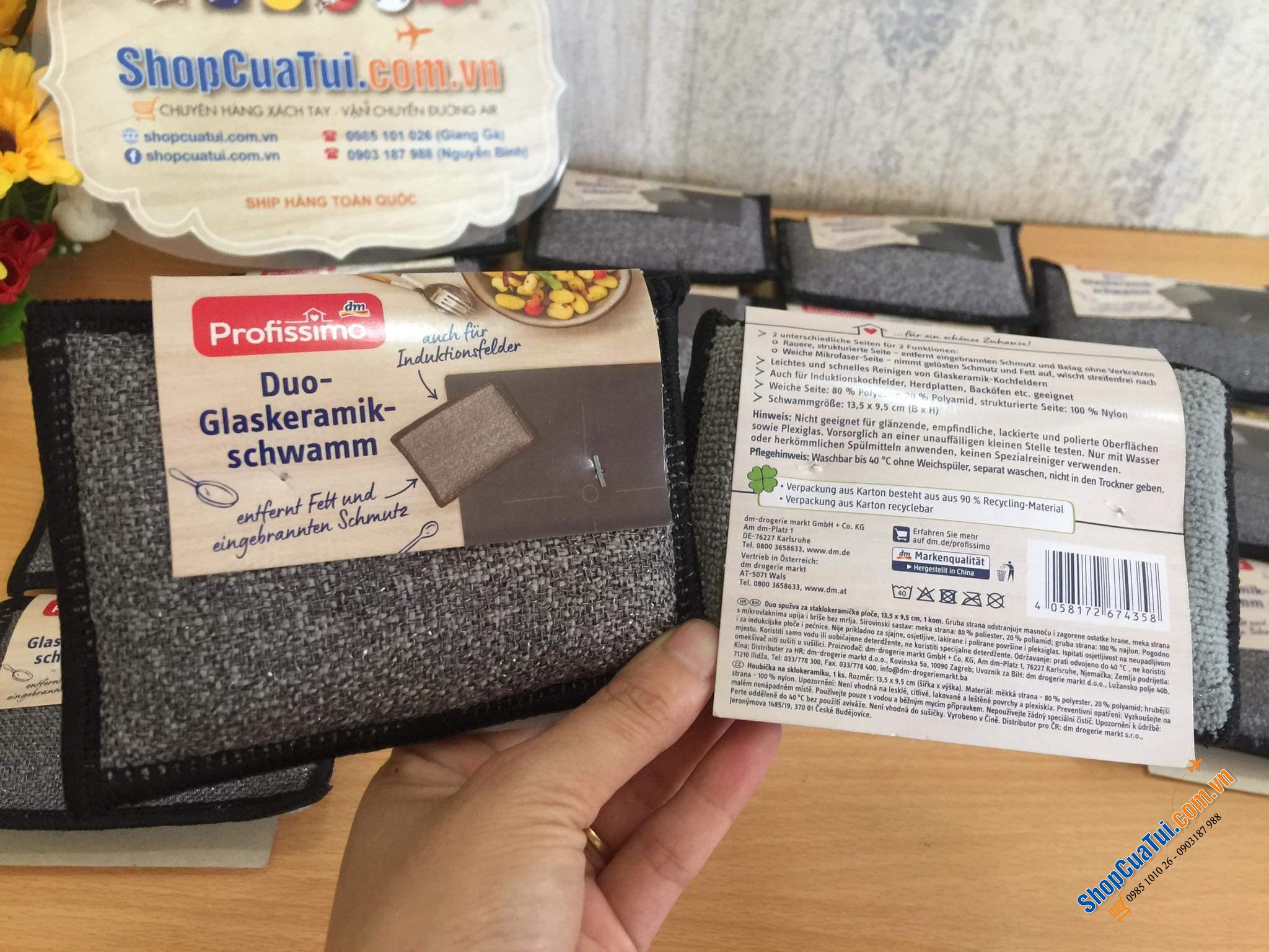 GIẺ CỌ RỬA ĐA NĂNG PROFISSIMO GLASKERAMIK SCHWAMM - miếng lau bếp từ 2 mặt Duo Profissimo