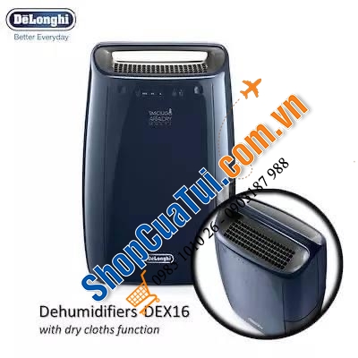 MÁY HÚT ẨM DELONGHI DEX16F - công suất hút 16 lít/ ngày giúp nhà cửa luôn khô ráo, sạch sẽ không nồm ẩm mốc, tránh virus sinh sôi cho phòng lên tới 75m2