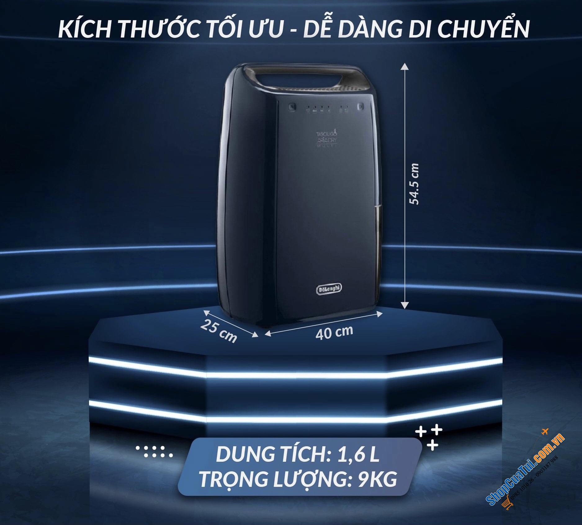 MÁY HÚT ẨM DELONGHI DEX16F - công suất hút 16 lít/ ngày giúp nhà cửa luôn khô ráo, sạch sẽ không nồm ẩm mốc, tránh virus sinh sôi cho phòng lên tới 75m2