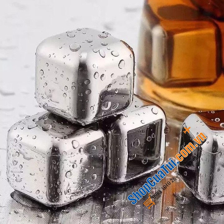 Set 8 viên đá inox LACARI  (kèm theo 1 cây gắp) - DÒNG CAO CẤP TẠI ĐỨC - đem lại cảm giác mát lạnh mà không mất đi hương vị nguyên thuỷ của đồ uống