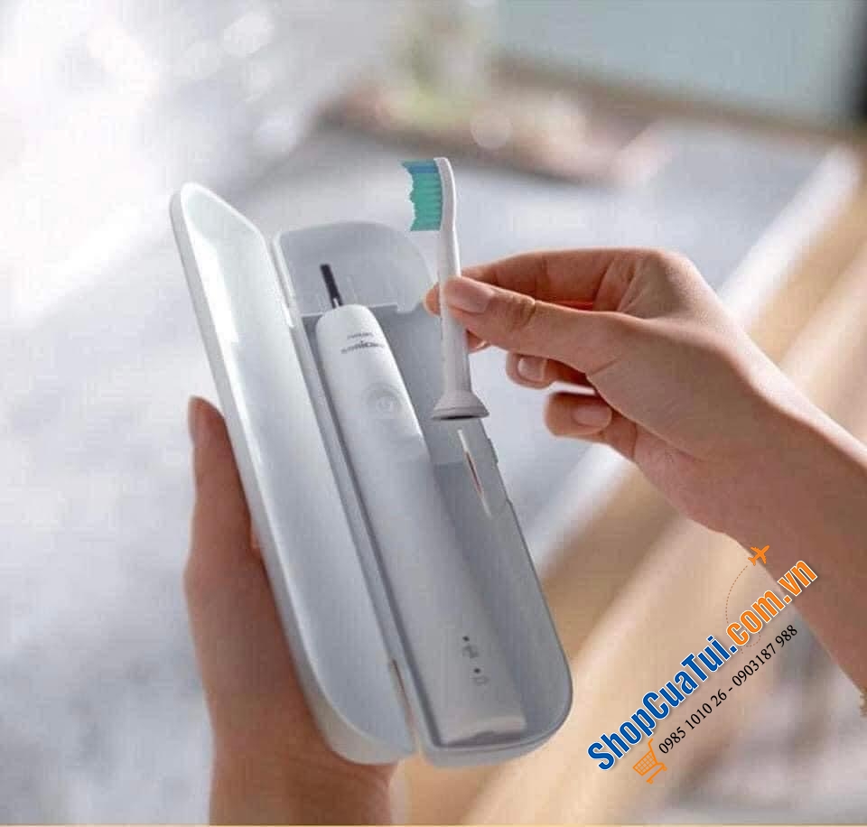 Bàn chải điện Philips HX3673/13 (series 3100, màu trắng, kèm hộp du lịch).