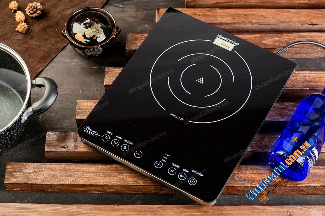 Bếp từ đơn Rommelsbacher CT2100 IN.  Mẫu mới nhất được trang bị thêm chức năng nấu nhanh Booster, rất hiếm bếp đơn có.