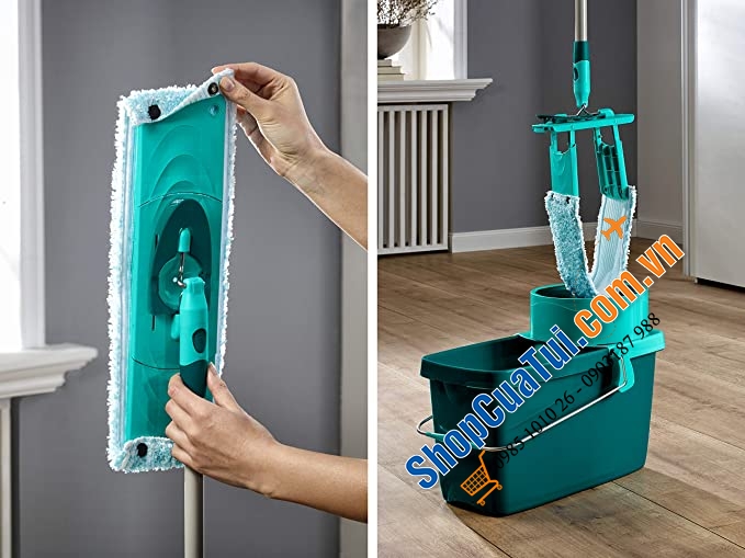Cây Lau Nhà Leifheit 52120 Twist Medium Ergo – Nhập Khẩu Đức & EU - Hình chữ nhật, không có bánh lăn