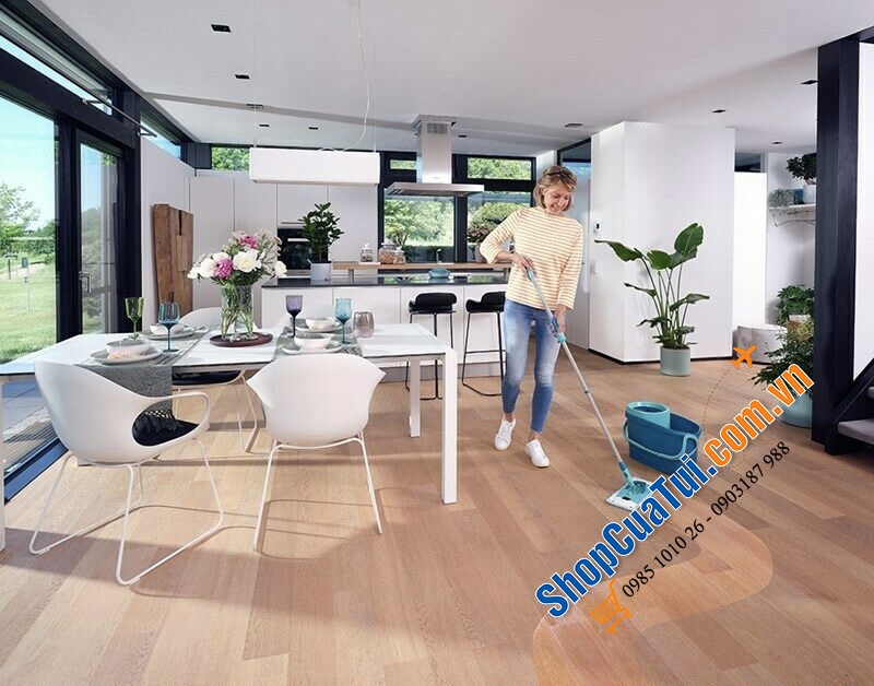 Cây Lau Nhà Leifheit 52120 Twist Medium Ergo – Nhập Khẩu Đức & EU - Hình chữ nhật, không có bánh lăn
