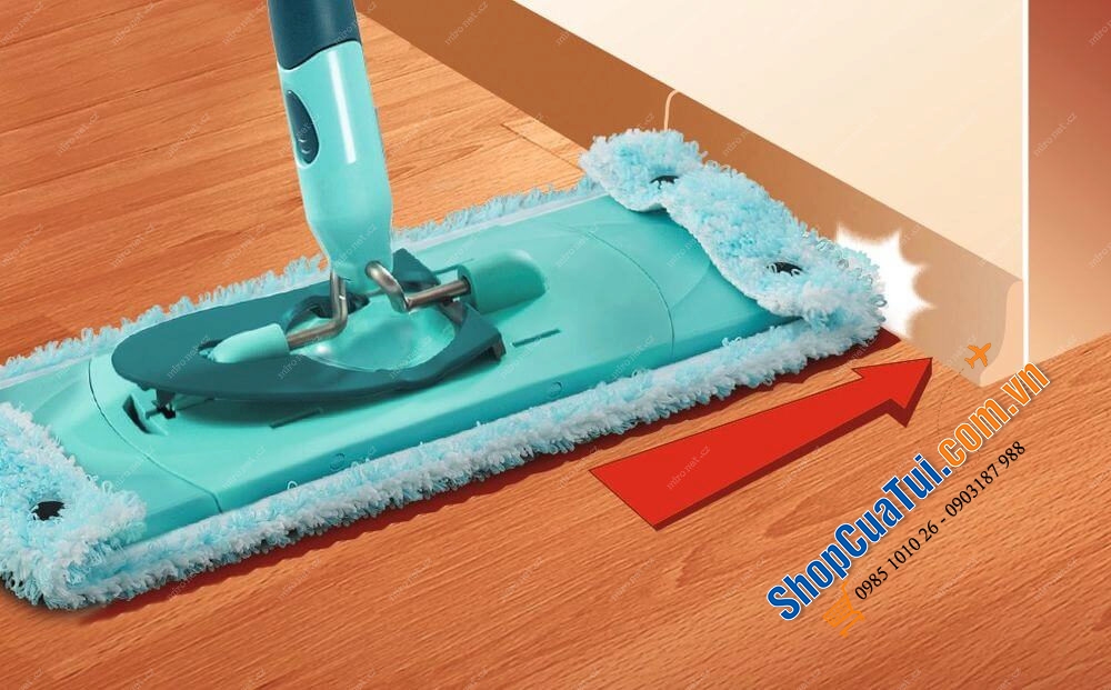 Cây Lau Nhà Leifheit 52120 Twist Medium Ergo – Nhập Khẩu Đức & EU - Hình chữ nhật, không có bánh lăn