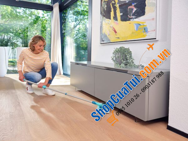 Cây Lau Nhà Leifheit 52120 Twist Medium Ergo – Nhập Khẩu Đức & EU - Hình chữ nhật, không có bánh lăn
