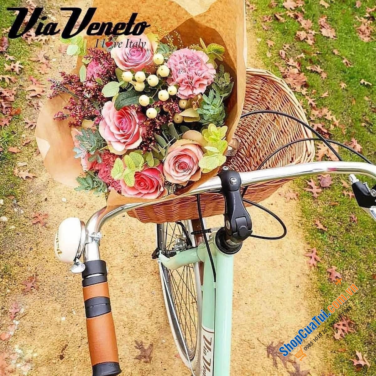 Xe đạp nữ Via Veneto by Canellini phong cách Vintage chính hiệu từ Đức, Made in EU (Italy), mẫu truyền động xích siêu xịn, tính năng hỗ trợ đi đường trường và leo dốc