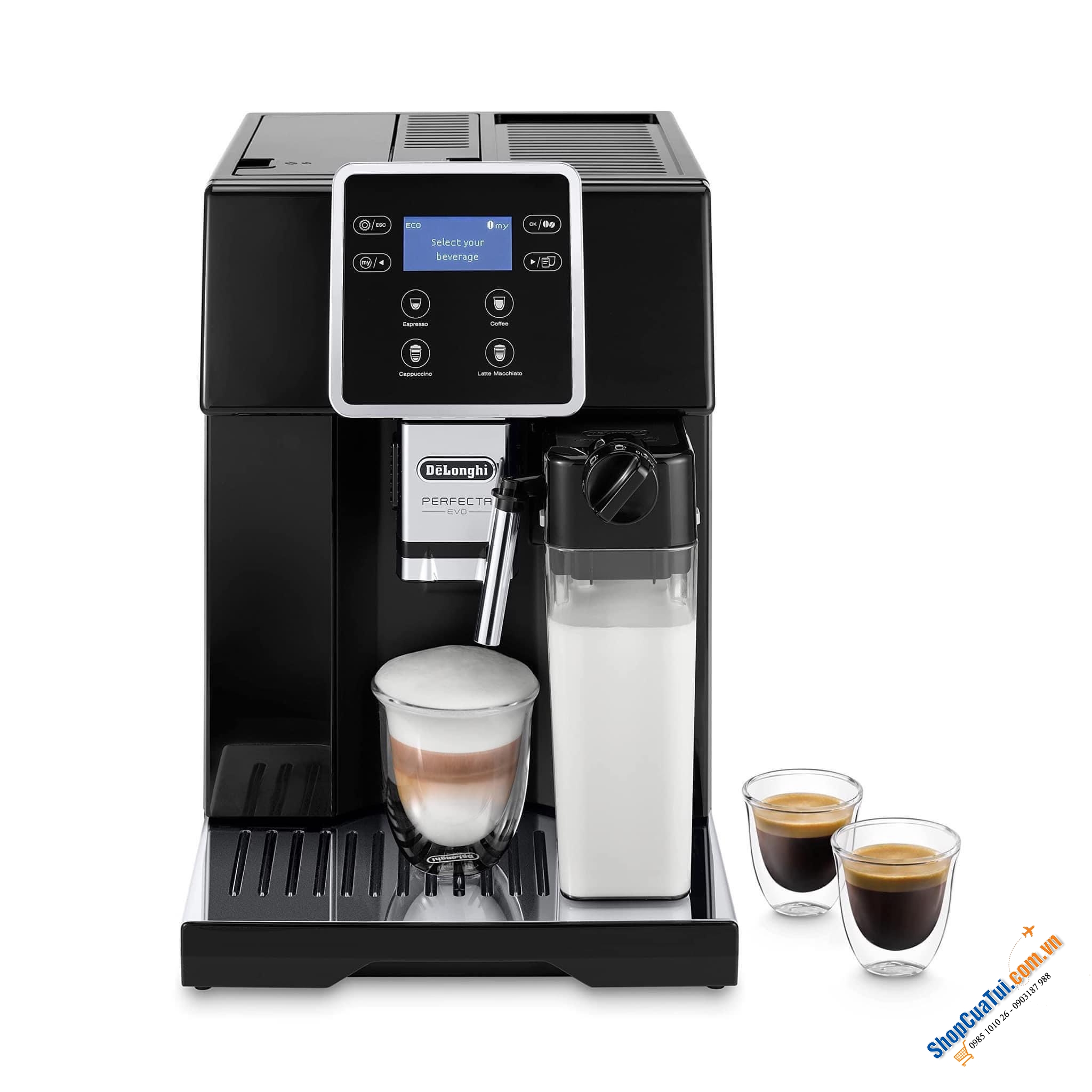 Máy Pha Cà Phê Hoàn Toàn Tự Động Delonghi Perfecta Evo ESAM 420.40.B pha được 7 loại cà phê Espresso, cappuccino, latte macchiato,...sử dụng cho gia đình, văn phòng hay quán cà phê nhỏ