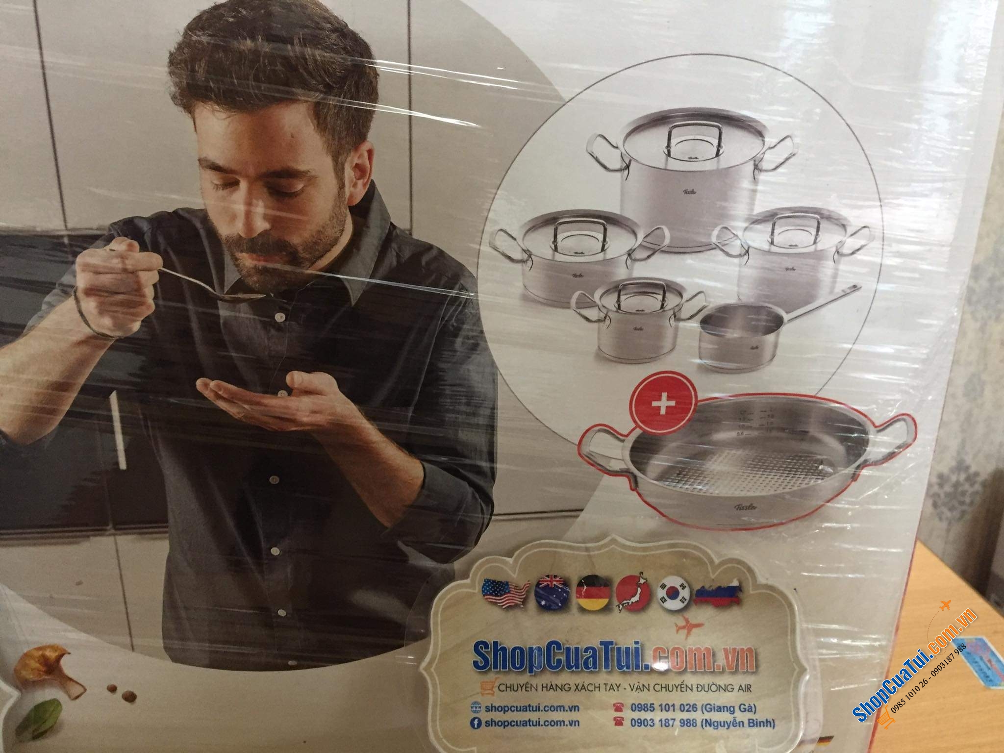 BỘ NỒI 6 MÓN FISSLER ORIGINAL PROFI COLLECTION MADE IN GERMANY(NẮP THÉP) gồm 4 nồi, 1 quánh và 1 chảo 2 quai