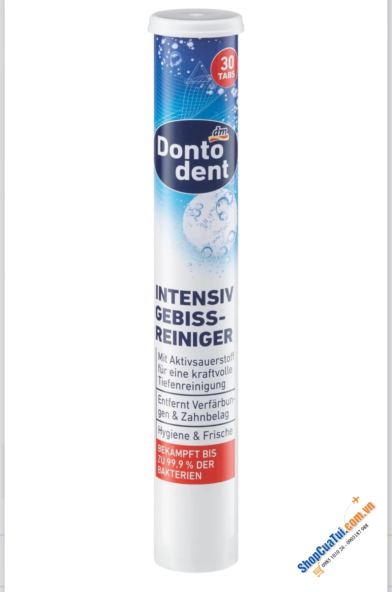 VIÊN SỦI DONTODENT LÀM SẠCH RĂNG GIẢ & NIỀNG RĂNG THÁO RỜI.