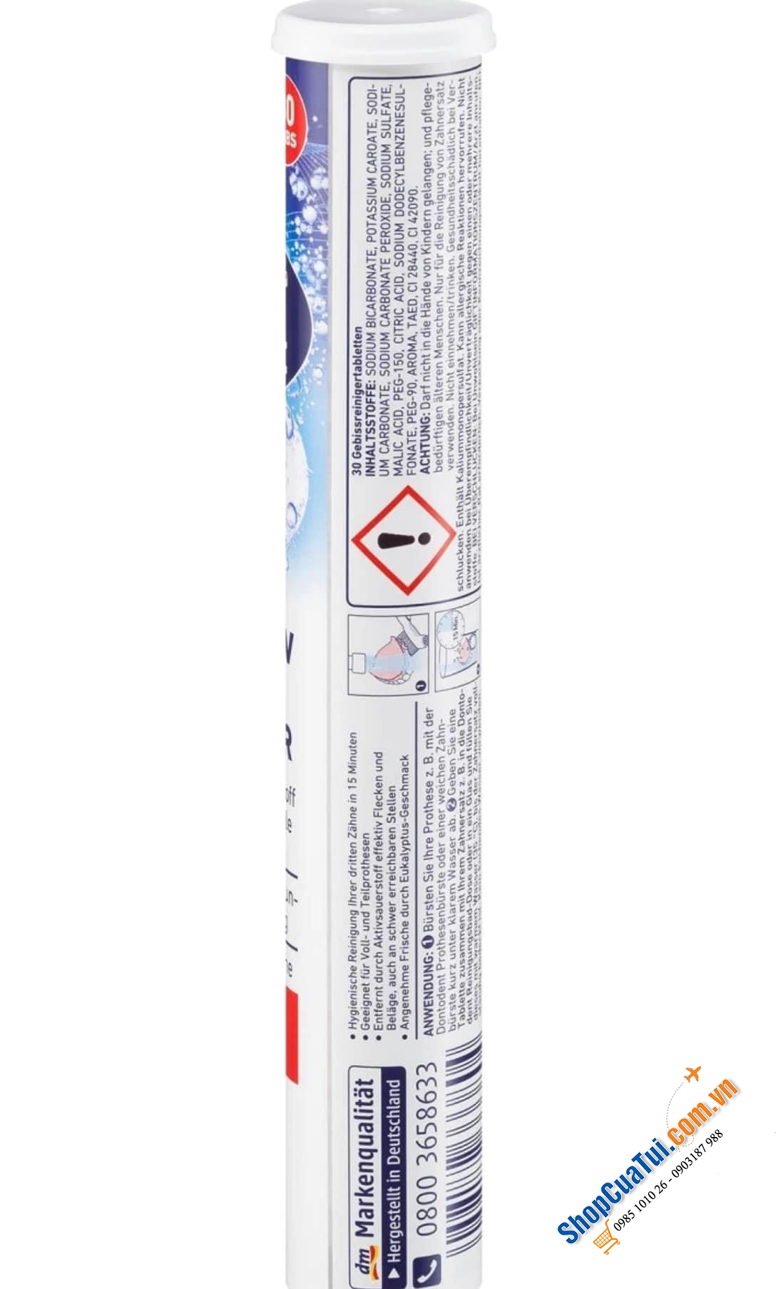 VIÊN SỦI DONTODENT LÀM SẠCH RĂNG GIẢ & NIỀNG RĂNG THÁO RỜI.