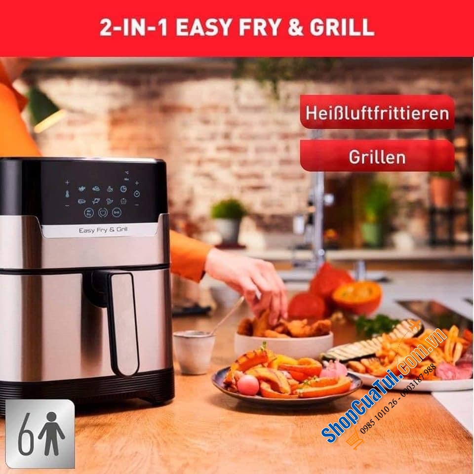 Nồi Chiên Không Dầu Tefal EY505D kèm nướng 2in1.
