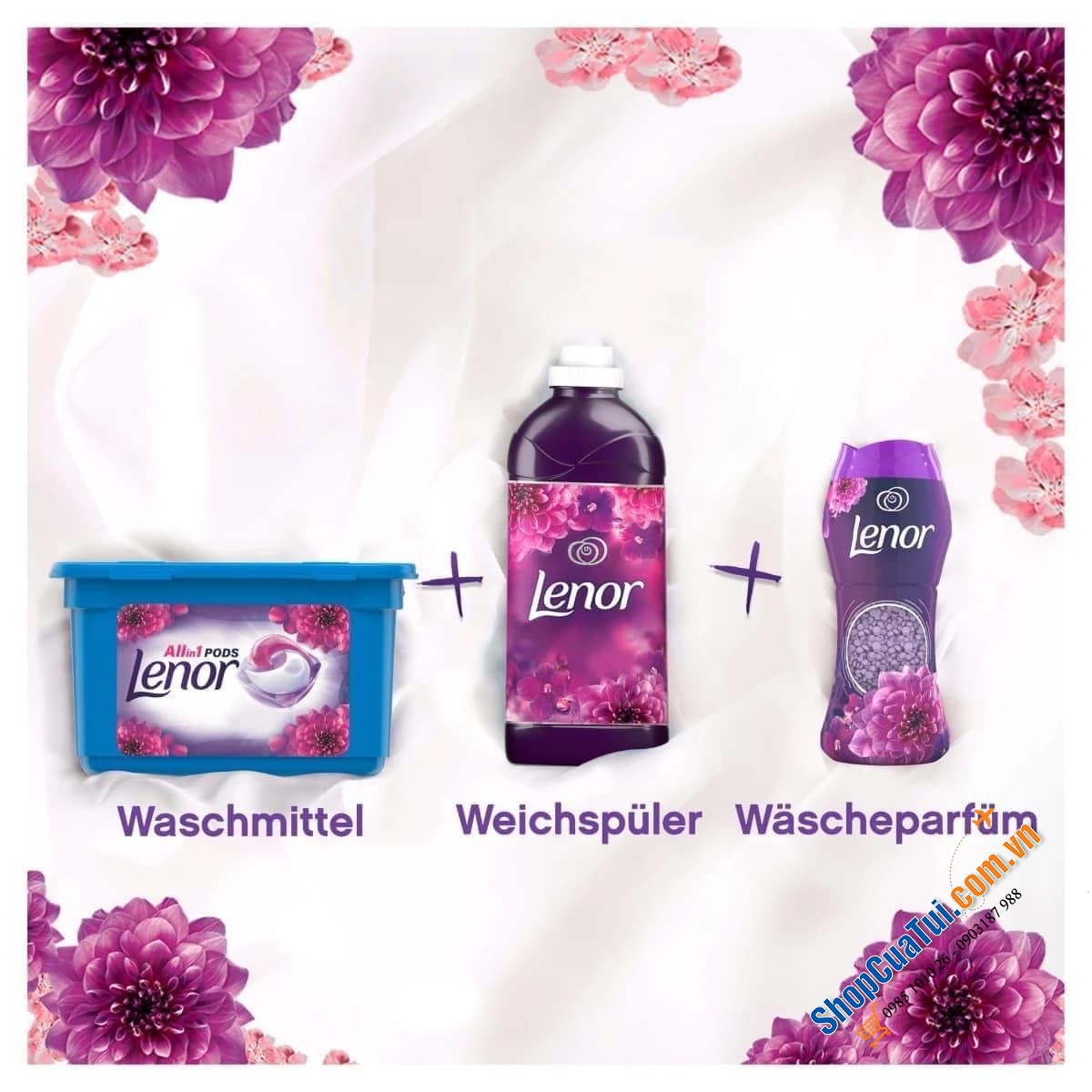 Giặt xả 3 trong 1 LENOR (nước giặt + nước xả  + hạt nước hoa).