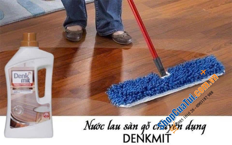 NƯỚC LAU SÀN GỖ DENKMIT DUNG TÍCH 1L - vừa sạch bong vừa bóng lừ, đuổi côn trùng bảo vệ sàn gỗ