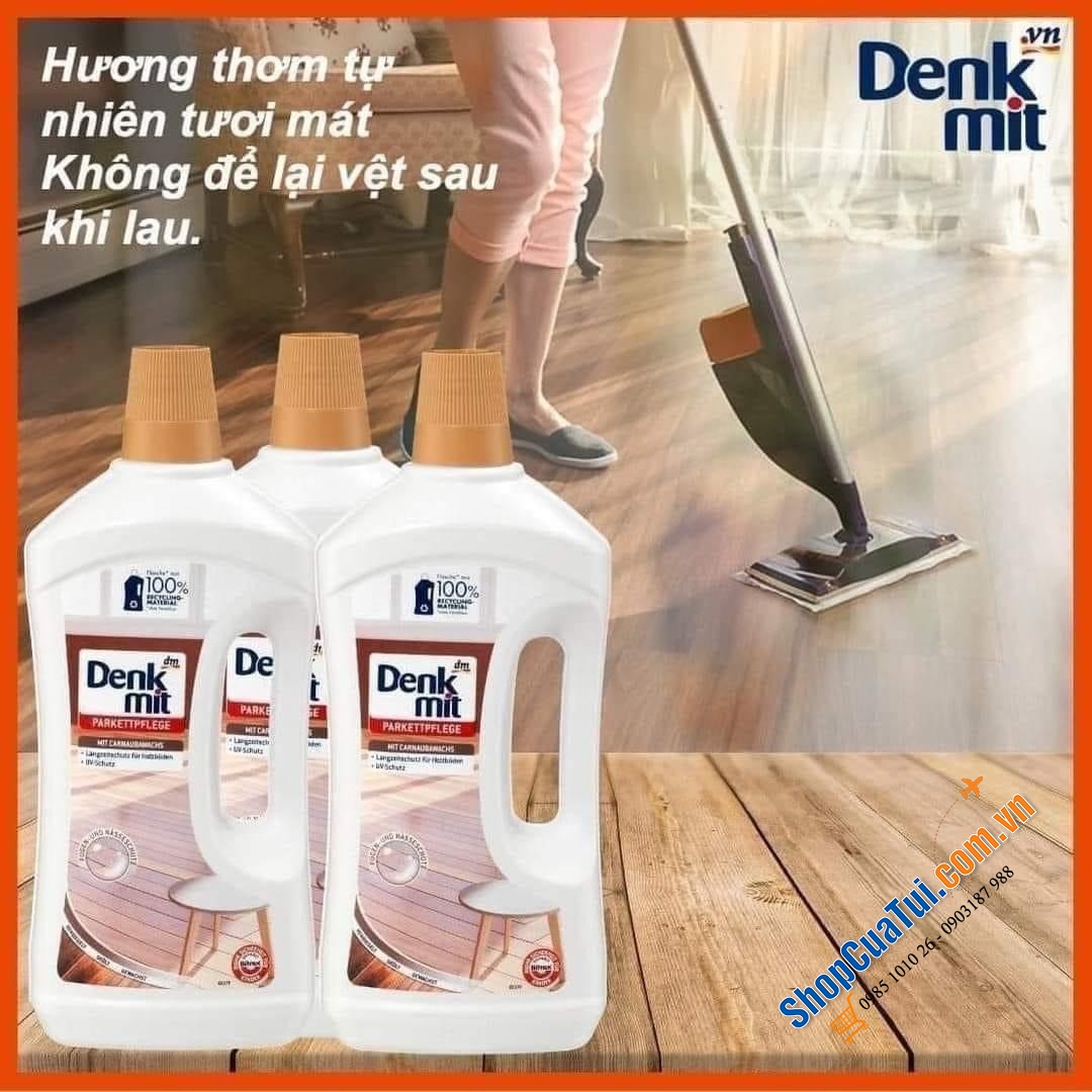 NƯỚC LAU SÀN GỖ DENKMIT DUNG TÍCH 1L - vừa sạch bong vừa bóng lừ, đuổi côn trùng bảo vệ sàn gỗ