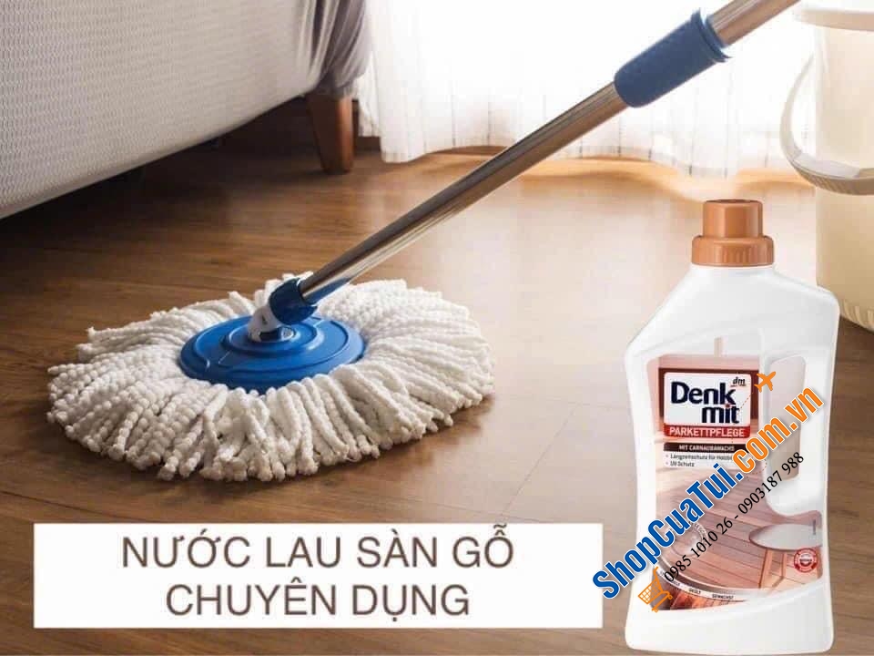 NƯỚC LAU SÀN GỖ DENKMIT DUNG TÍCH 1L - vừa sạch bong vừa bóng lừ, đuổi côn trùng bảo vệ sàn gỗ