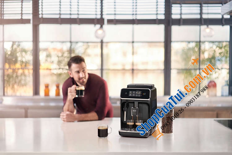 Máy Pha Cà Phê Philips EP2230/10 Serie 2200 SIÊU KHOẺ - SIÊU BỀN - Thưởng thức 3 loại vị cà phê espresso mạnh, cà phê thơm hay thức uống sữa kem chỉ với một nút bấm