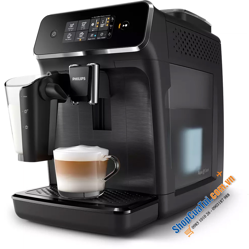 Máy Pha Cà Phê Philips EP2230/10 Serie 2200 SIÊU KHOẺ - SIÊU BỀN - Thưởng thức 3 loại vị cà phê espresso mạnh, cà phê thơm hay thức uống sữa kem chỉ với một nút bấm
