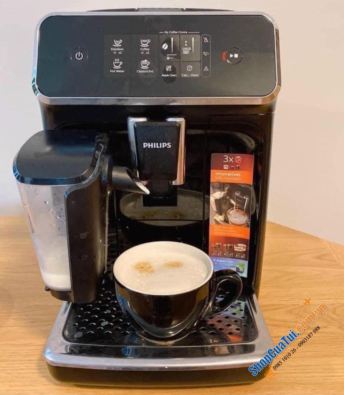 Máy Pha Cà Phê Philips EP2230/10 Serie 2200 SIÊU KHOẺ - SIÊU BỀN - Thưởng thức 3 loại vị cà phê espresso mạnh, cà phê thơm hay thức uống sữa kem chỉ với một nút bấm