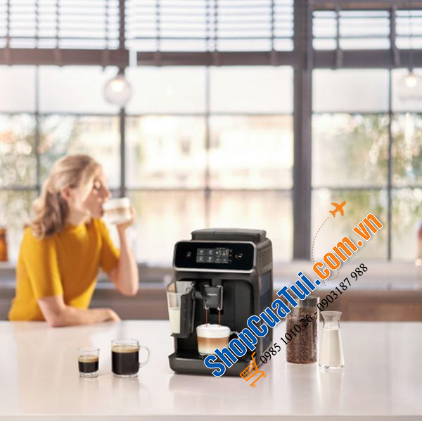 Máy Pha Cà Phê Philips EP2230/10 Serie 2200 SIÊU KHOẺ - SIÊU BỀN - Thưởng thức 3 loại vị cà phê espresso mạnh, cà phê thơm hay thức uống sữa kem chỉ với một nút bấm